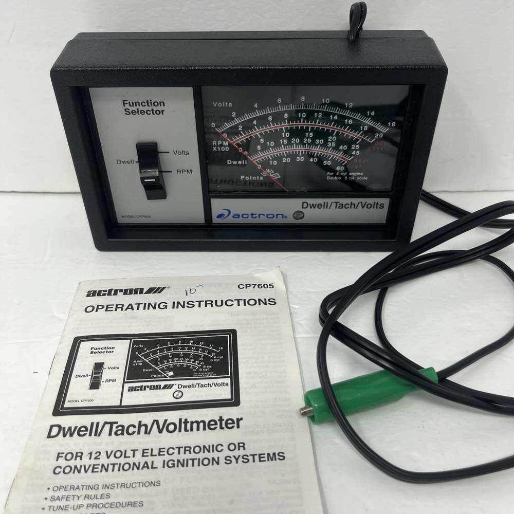 Vintage Actron CP7605 Dwell Meter Tachometer Voltmeter Analyzer Dwell Tach Volts